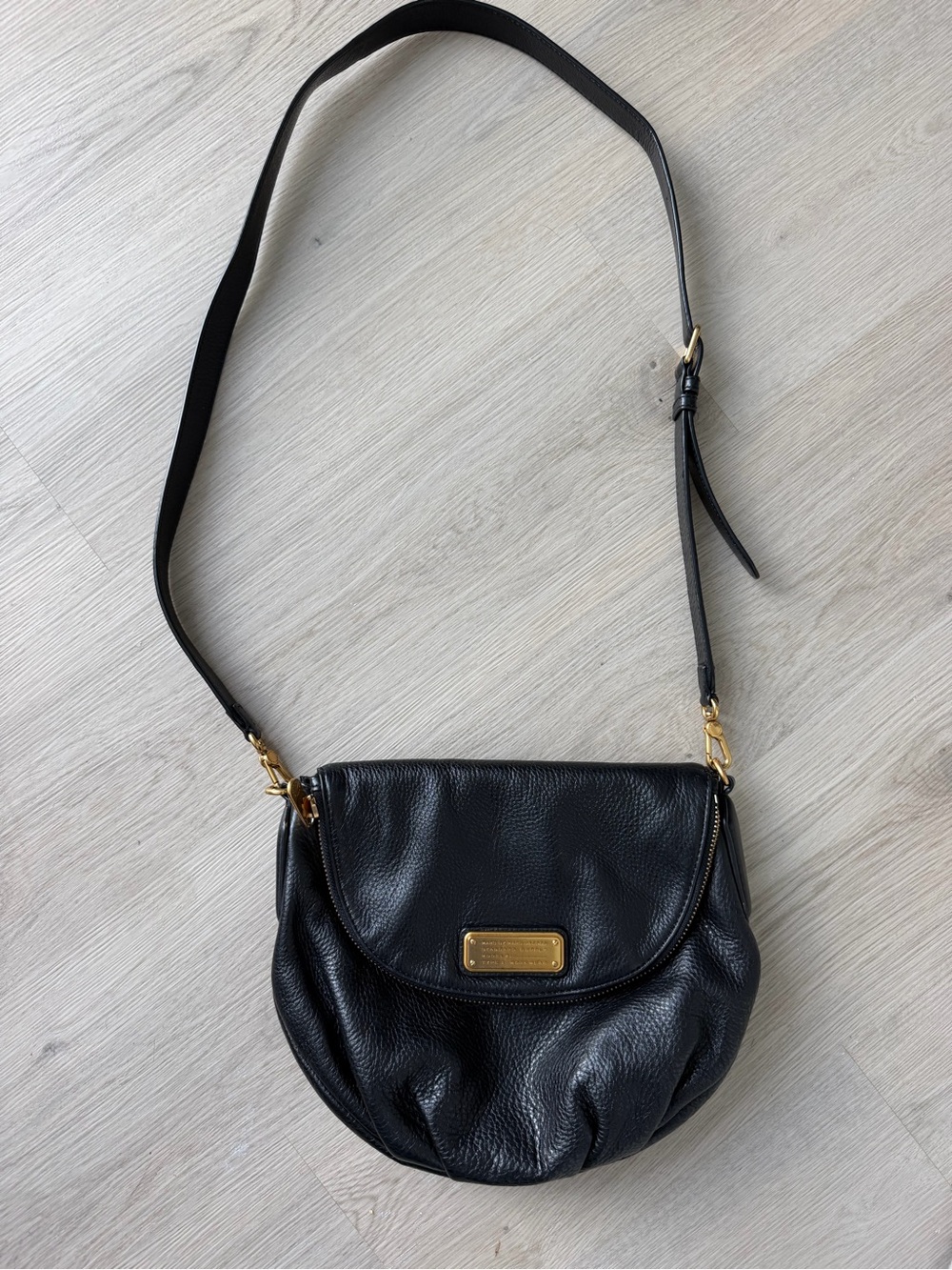 Marc by Marc Jacobs Black Pebbled Leather Crossbody with Gold Hardware